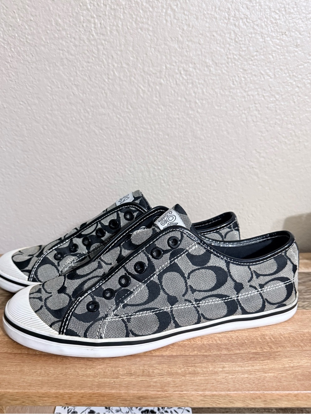 Coach Gray Signature Logo Slip-On Sneakers
